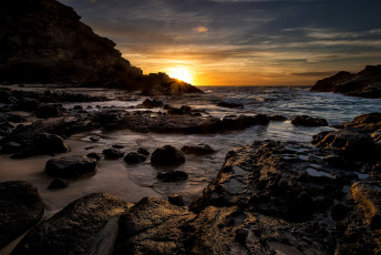 Картинка природа восходы закаты океан бухта горизонт солнце