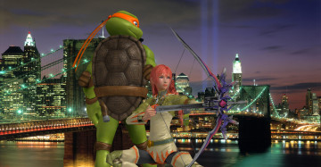 Картинка 3д+графика фантазия+ fantasy девушка взгляд фон оружие черепаха