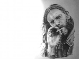 Картинка lemmi+kilmister рисованное люди портрет мужчина взгляд сигарета фон