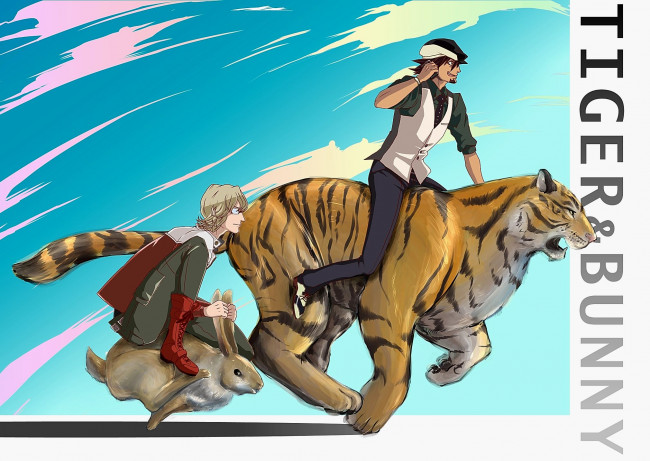 Обои картинки фото аниме, tiger and bunny, тигр, кролик, парни