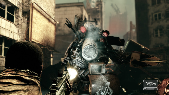 Обои картинки фото видео игры, afterfall,  insanity, человек, оружие, киборг, монстр