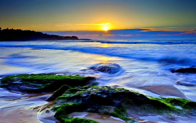 Обои картинки фото ocean, sunset, природа, восходы, закаты, пляж, океан, закат