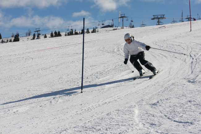 Обои картинки фото спорт, лыжный, снег, лыжи, горы