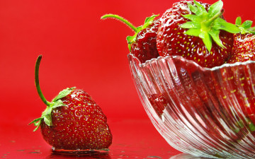 Картинка еда клубника земляника ягоды макро ваза