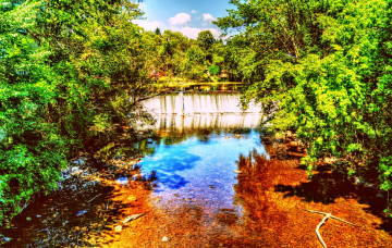 Картинка природа водопады лес река дамба водопад осень краски