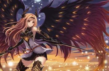 Картинка аниме ангелы +демоны клинок рога демон крылья девушка dark angel olivia shingeki no bahamut
