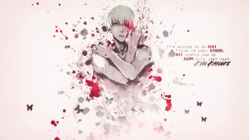 Картинка аниме tokyo+ghoul токийский гуль tokyo ghoul парень белые волосы кровь канеки кен kaneki ken