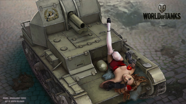 Обои картинки фото видео игры, мир танков , world of tanks, девушка, танк