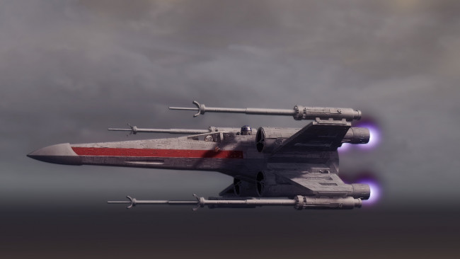 Обои картинки фото видео игры, star wars, полет, x-wing, космический, корабль
