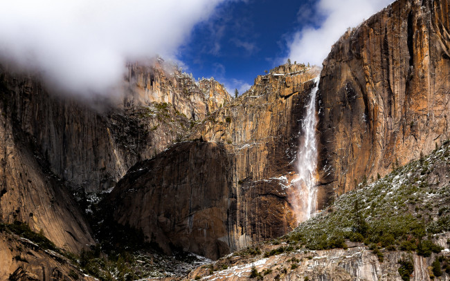 Обои картинки фото природа, водопады, горы, река, водопад