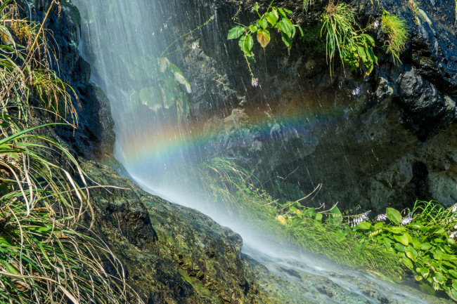 Обои картинки фото природа, радуга, водопад