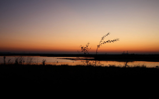 Обои картинки фото природа, восходы, закаты, небо, зака, трава, река