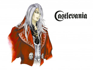 Картинка видео+игры castlevania длинные белые волосы art juste belmont ayami kojima вампир парень воротник