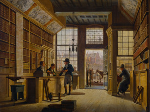 Картинка рисованное живопись johannes jelgerhuis магазин книготорговца в амстердаме интерьер картина