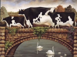 Картинка рисованные животные корова лебедь