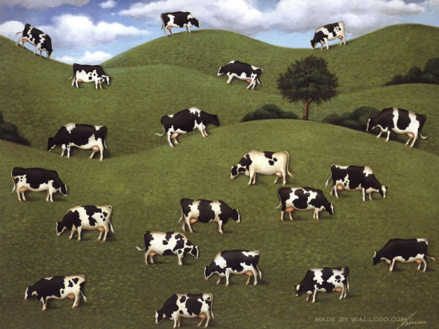 Обои картинки фото рисованные, животные, коровы