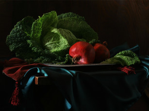 Картинка ира быкова красное зелёное еда натюрморт