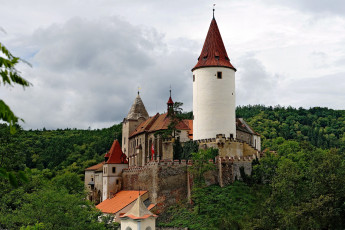 обоя замок, кршивоклат, Чехия, города, дворцы, замки, крепости, башни, лес, каменный