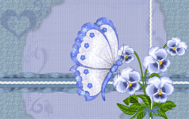 Обои картинки фото векторная, графика, бабочка, цветы