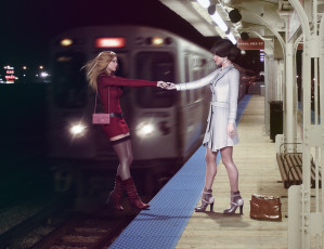 Картинка 3д+графика люди+ people метро девушки взгляд