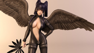 Картинка 3д+графика ангел+ angel крылья фон взгляд девушка