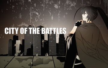 Картинка аниме город +улицы +здания girls anime city of the battles