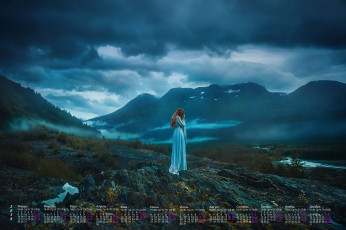 Картинка календари девушки облака природа гора