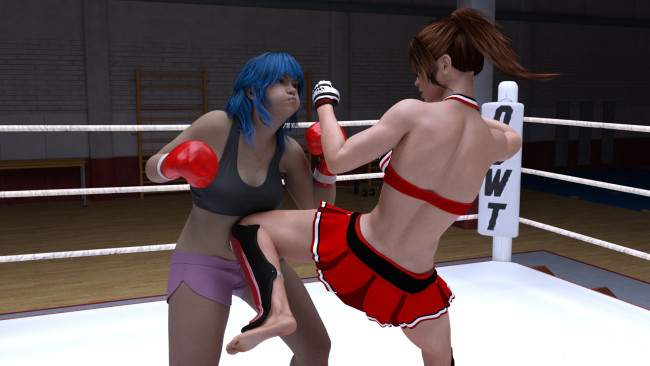 Обои картинки фото 3д графика, спорт , sport, ринг, бокс, взгляд, фон, девушки
