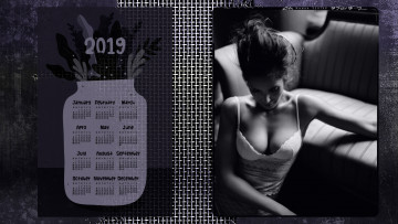 обоя календари, девушки, женщина, диван