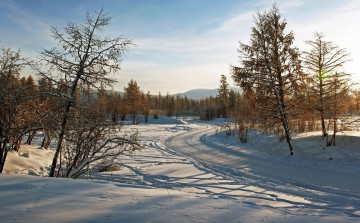 Картинка природа дороги зима снег