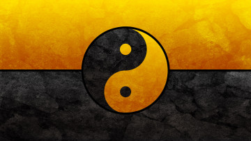 Картинка 3д графика yin yang инь Янь черный желтый