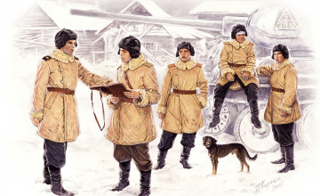 Картинка рисованные армия танкисты экипаж т-34-85 советский средний танк собака вов рисунок а  каращук