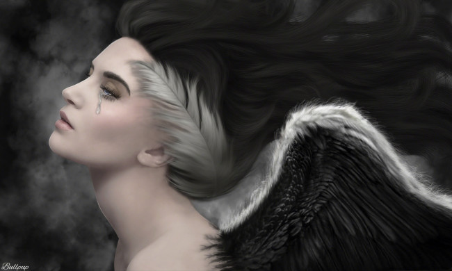 Обои картинки фото 3д, графика, angel, ангел, перья