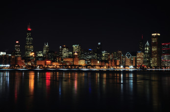Картинка города Чикаго+ сша здания ночь