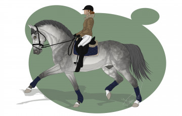 Картинка рисованное животные +лошади лошадь фон всадник
