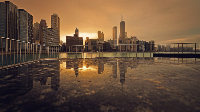 Обои картинки фото города, Чикаго , сша, chicago, sunset