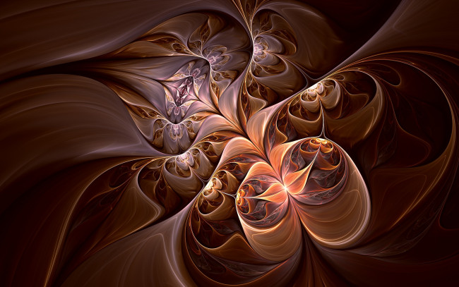 Обои картинки фото 3д графика, фракталы , fractal, линии, изгибы, формы, коричневый