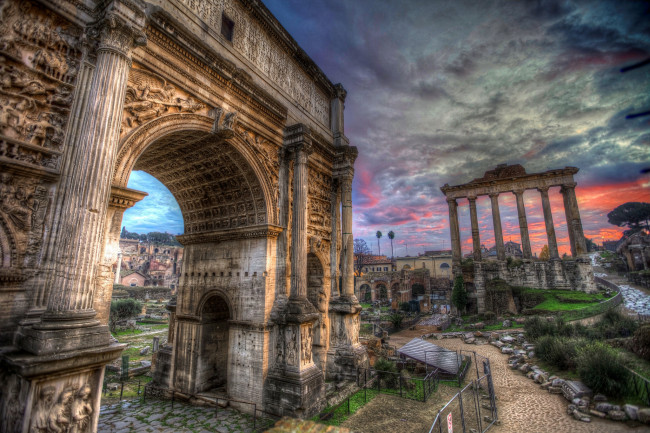 Обои картинки фото roman forum,  arch of septimius severus, города, рим,  ватикан , италия, история, руины
