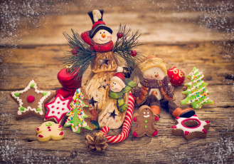 обоя праздничные, угощения, украшения, christmas, merry, decoration, xmas, снеговики, новый, год, рождество, cookies