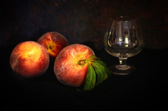 Картинка еда фрукты +ягоды бокал персики