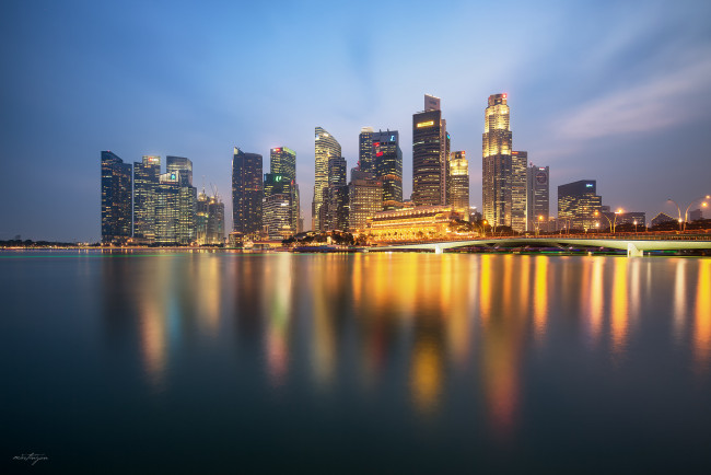 Обои картинки фото singapore city, города, сингапур , сингапур, небоскребы, залив