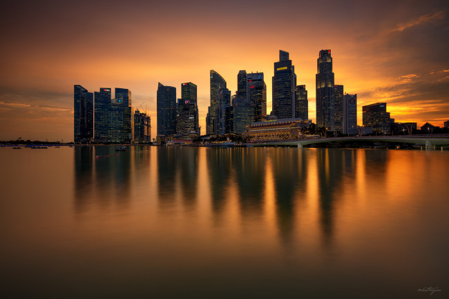 Обои картинки фото singapore city, города, сингапур , сингапур, небоскребы, залив