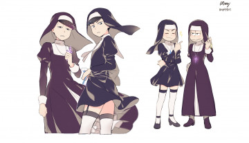 обоя аниме, osomatsu-san, монахини