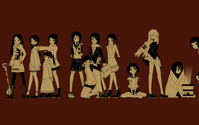 Обои картинки фото аниме, sayonara zetsubo sensei, девушки, взгляд, фон