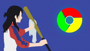 Картинка компьютеры google +google+chrome девушка фон логотип взгляд