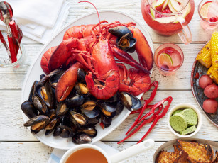 Картинка еда рыбные+блюда +с+морепродуктами креветки мидии