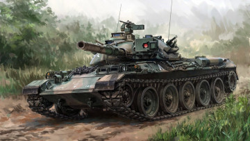 Картинка рисованное армия тип 74 мицубиси mitsubishi heavy industries японский основной боевой танк 1970-х годов