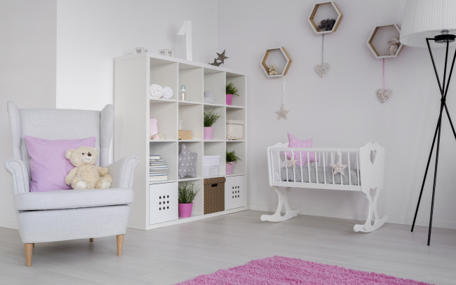 Обои картинки фото интерьер, детская комната, детская, комната, мишка, кресло, мебель, игрушки