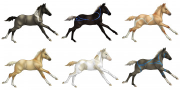 Картинка рисованное животные +лошади фон лошадки