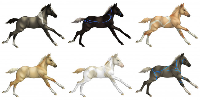 Обои картинки фото рисованное, животные,  лошади, фон, лошадки
